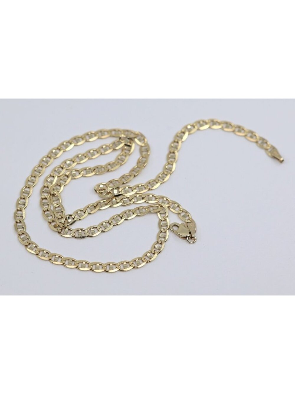 14K Solid Yellow Gold Diamond Cut Mariner Anchor Link Chain Necklace - 20.50" L